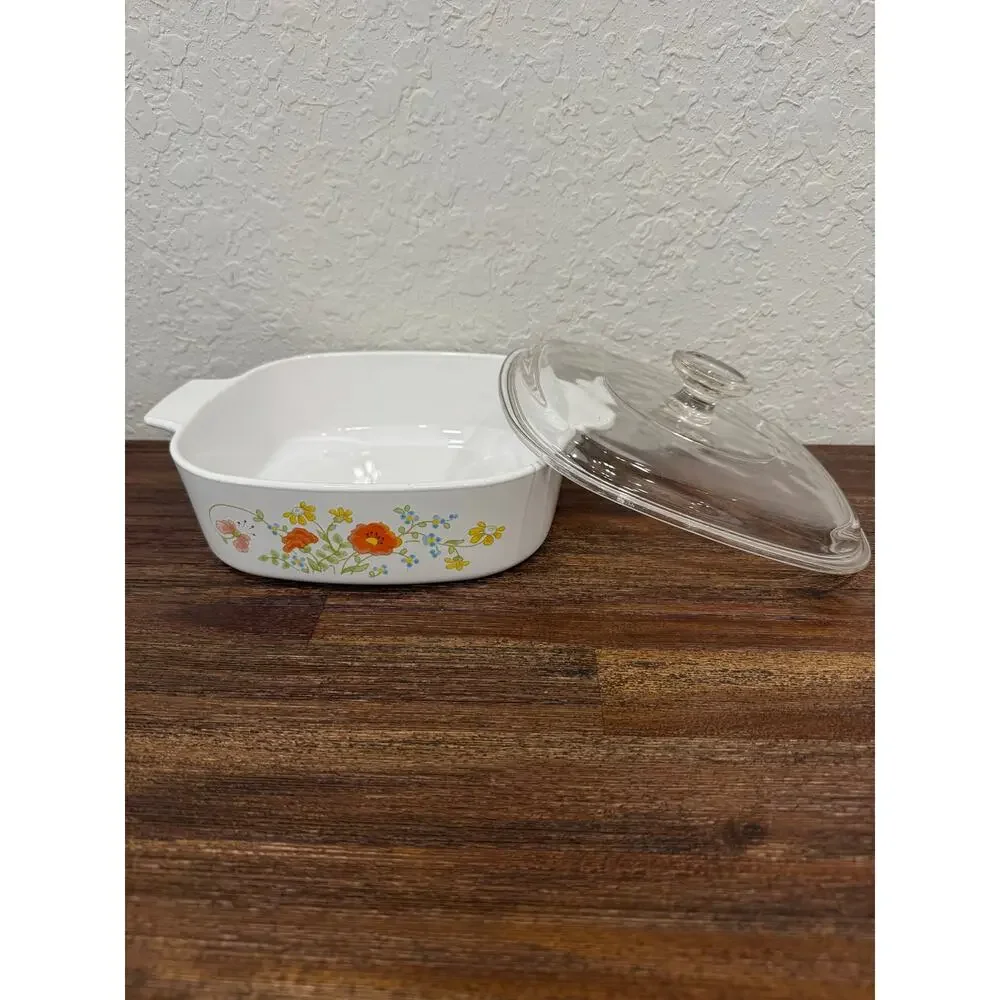 Corning Ware Wildflower Poppy A-2-B 2 Quart Casserole Baking Dish with Lid USA
